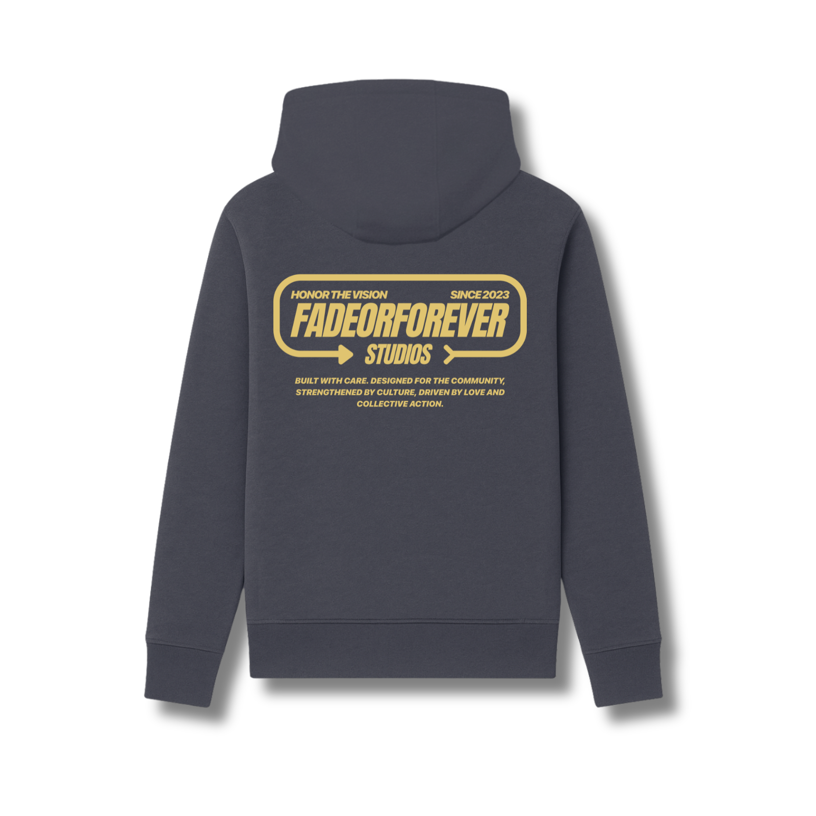 Fade Or Forever Arrow Zipped Hoodie- Asphalt/Yellow