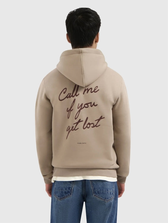 Pure Path Call Me If You Got Lost Hoodie- Taupe