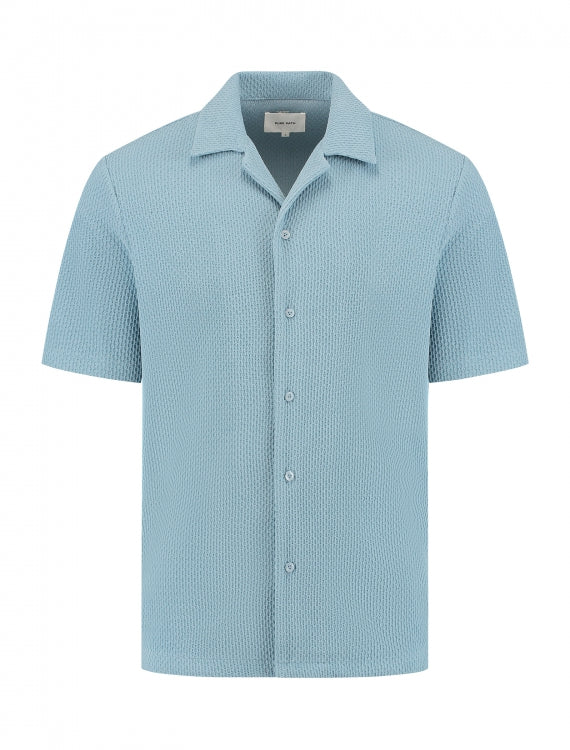 Pure Path Short Sleeve Honeycomb Shirt- Blue Grey