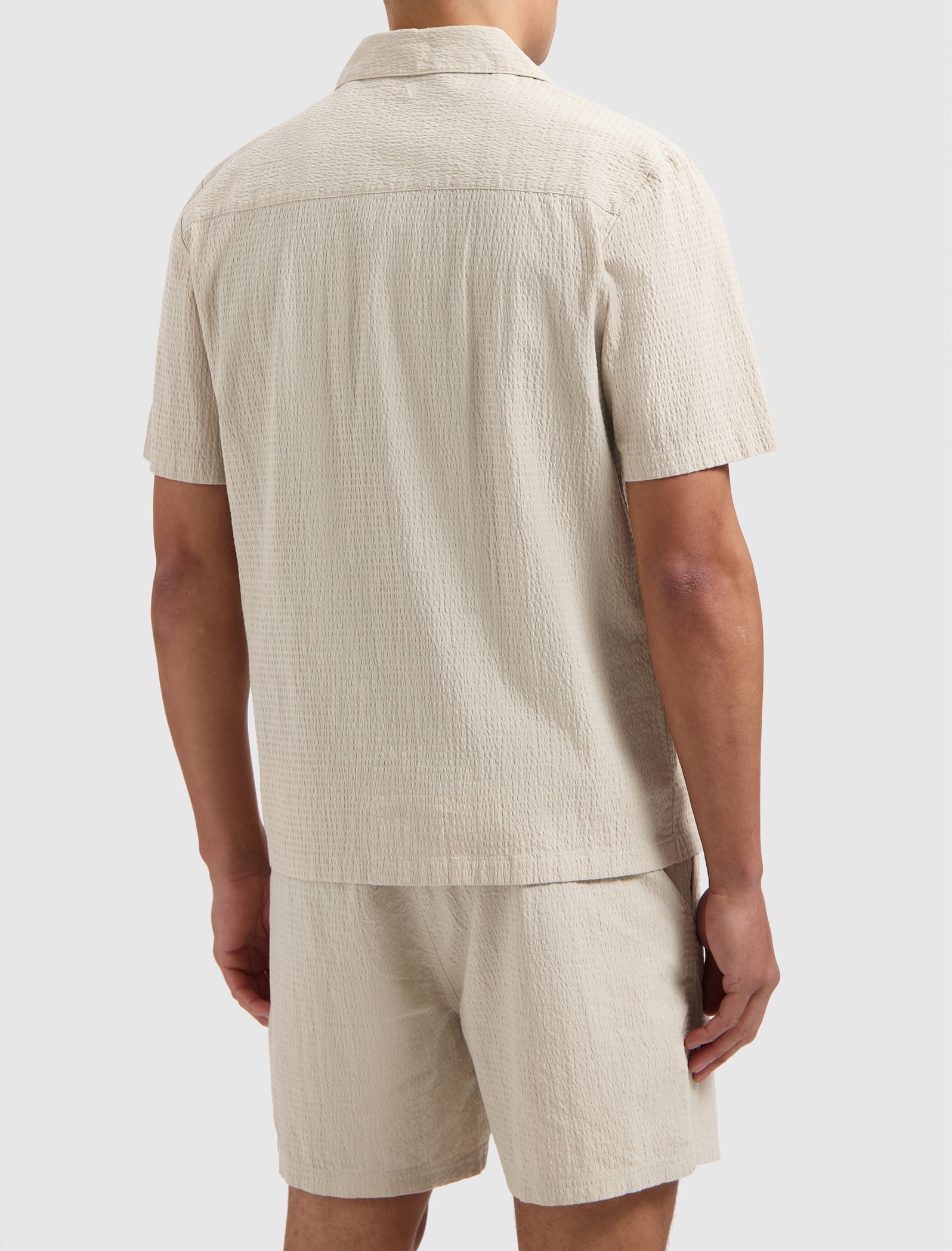 Pure Path Short Sleeve Seersucker Shirt- Sand