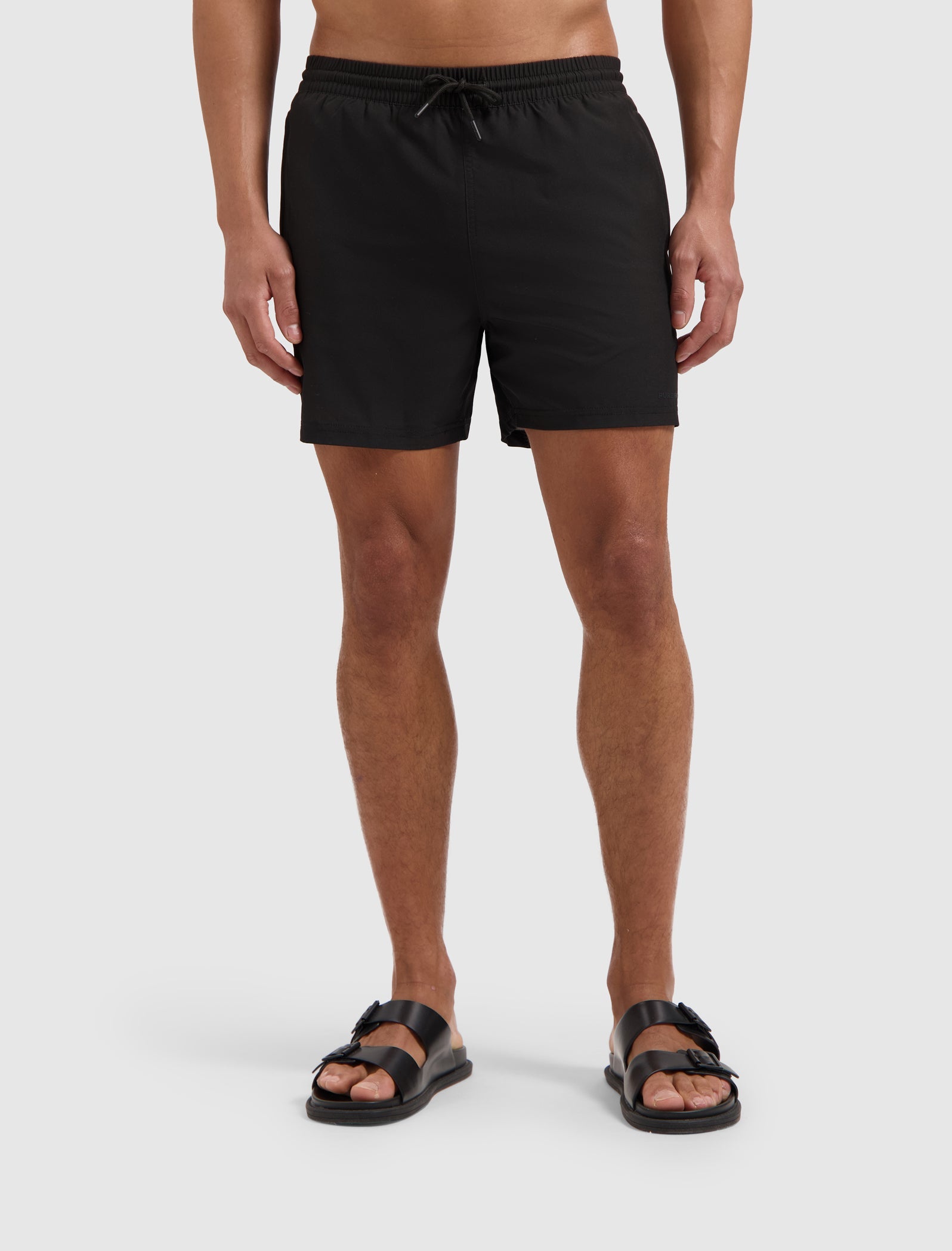 Pure Path Tonal Logo Swim Shorts - Black