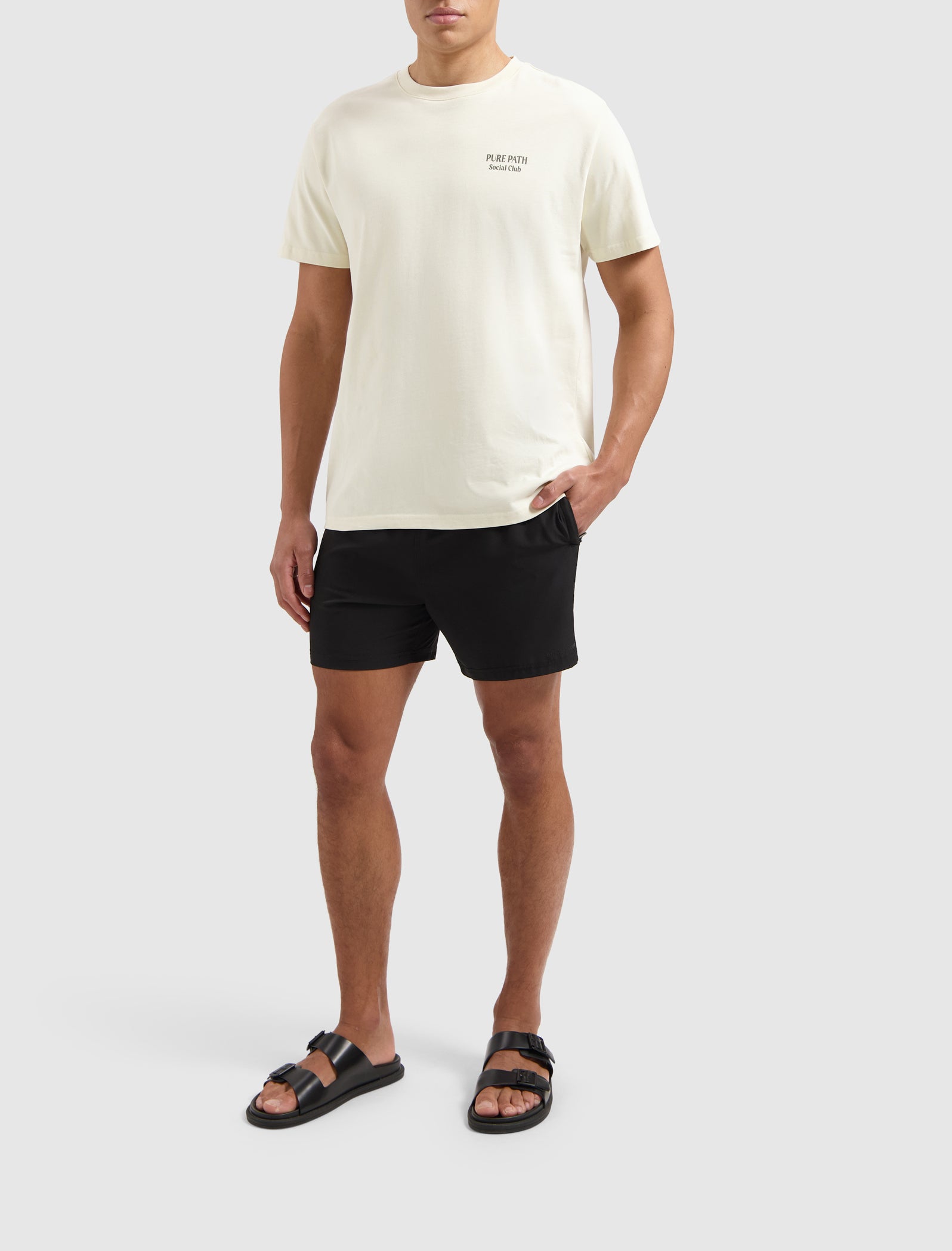 Pure Path Tonal Logo Swim Shorts - Black