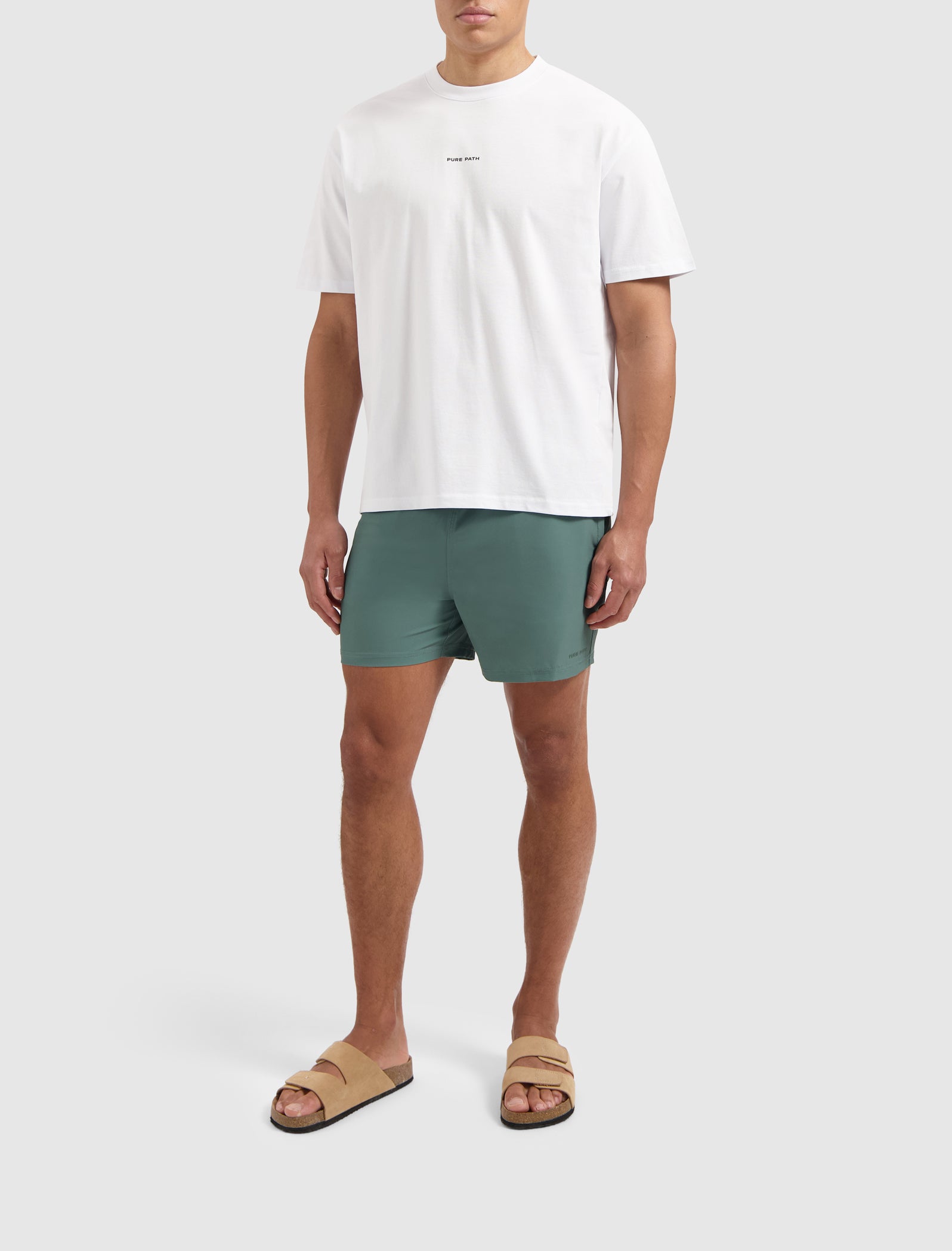 Pure Path Tonal Logo Swim Shorts - Faded Green