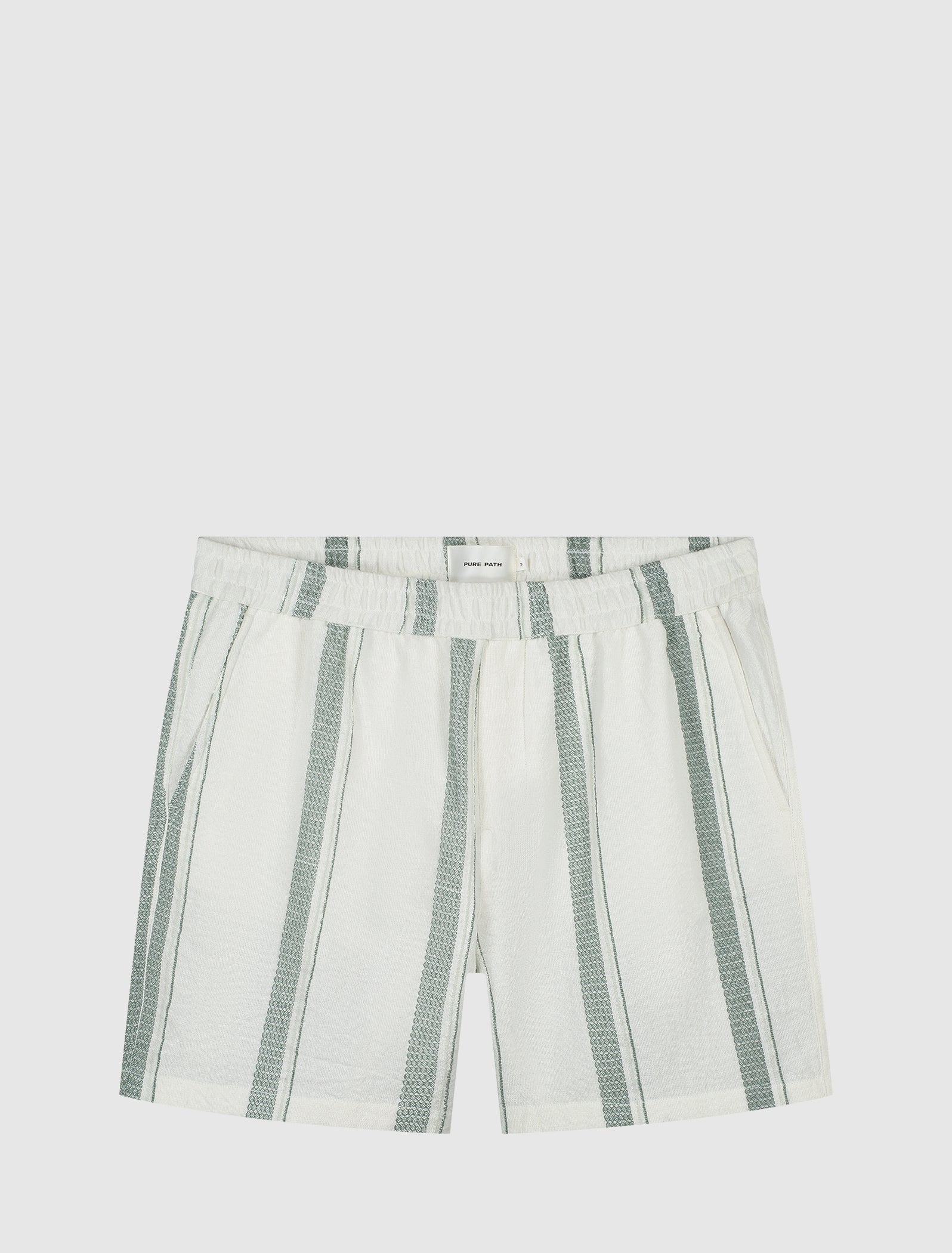 Pure Path Cuban Striped Shorts- Off White