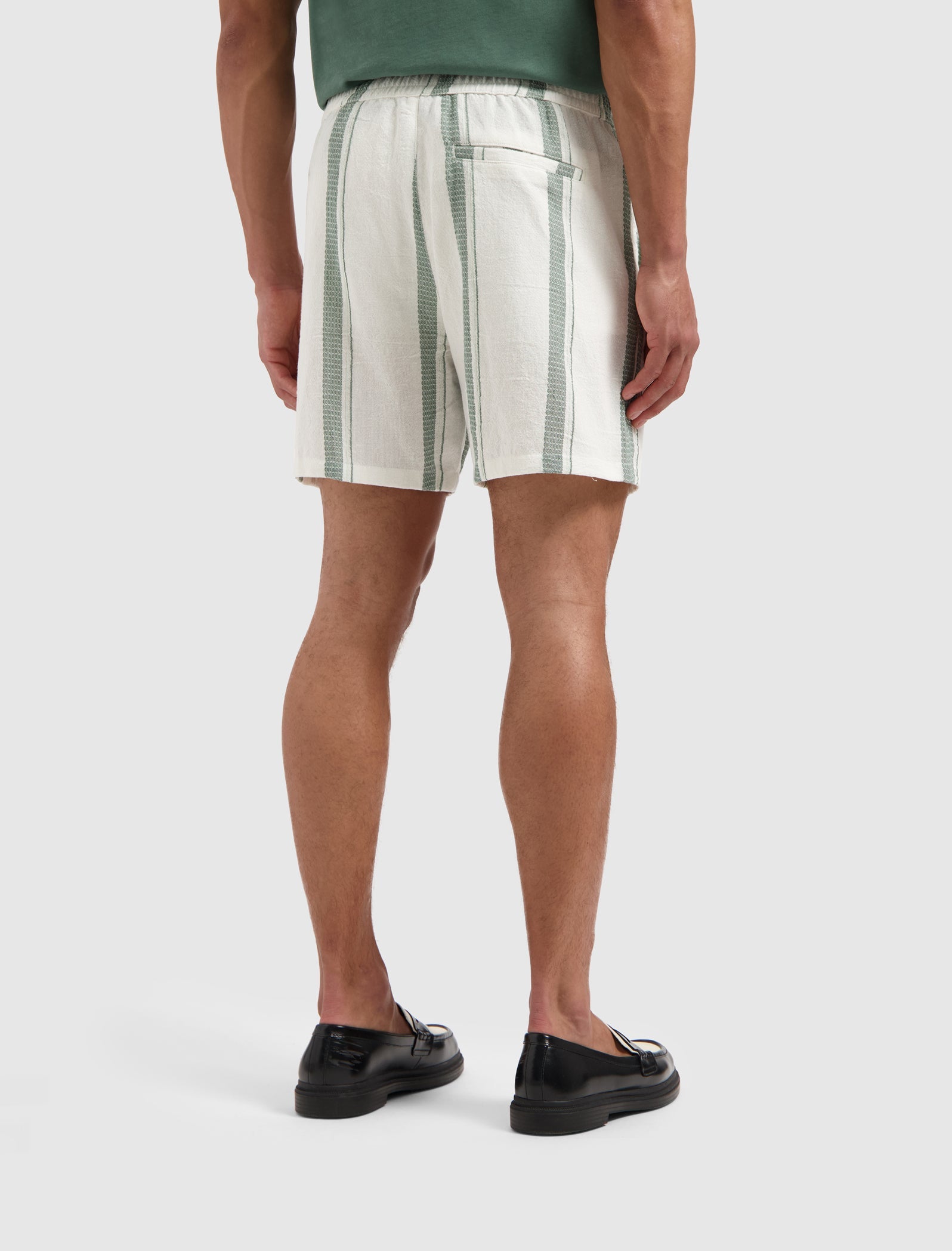 Pure Path Cuban Striped Shorts- Off White