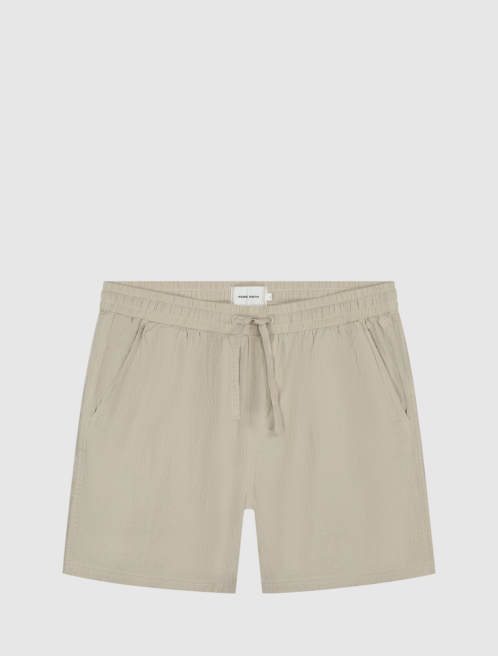 Pure Path Seersucker Shorts- Sand