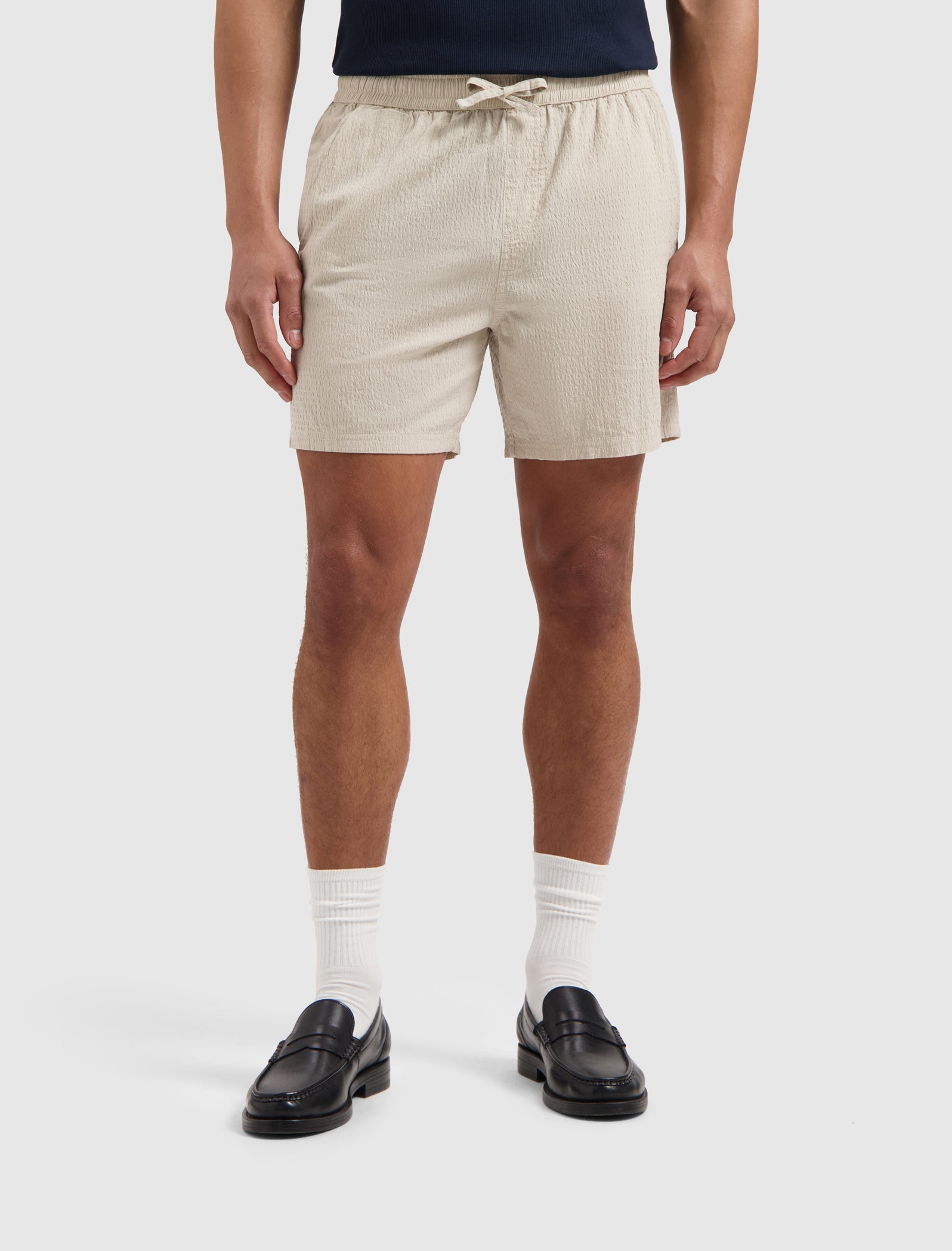 Pure Path Seersucker Shorts- Sand