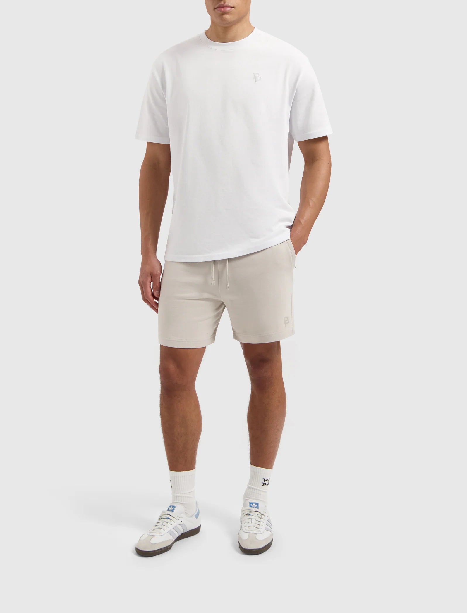Pure Path Initials Sweat Shorts Beige