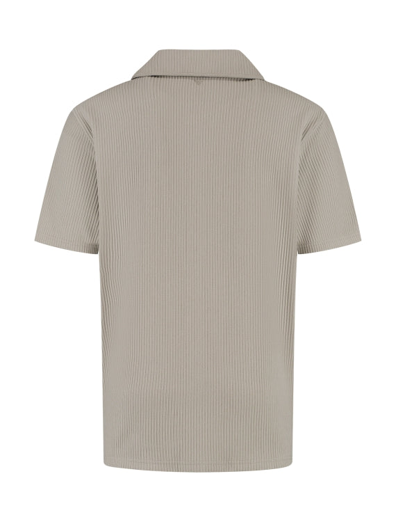 Pure Path Short Sleeve Vertical Lined Shirt Taupe
