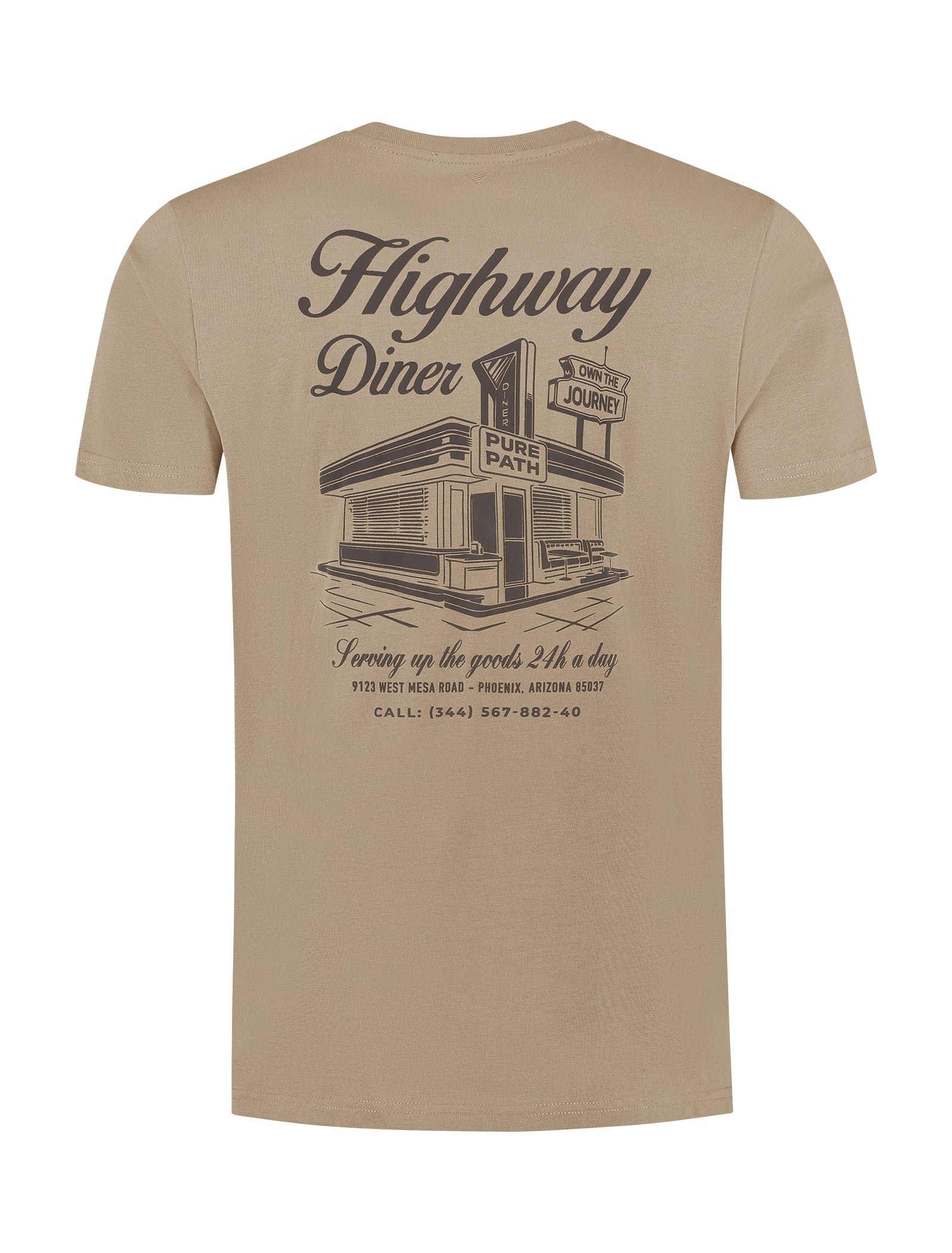 Pure Path Highway Diner T-shirt- Taupe