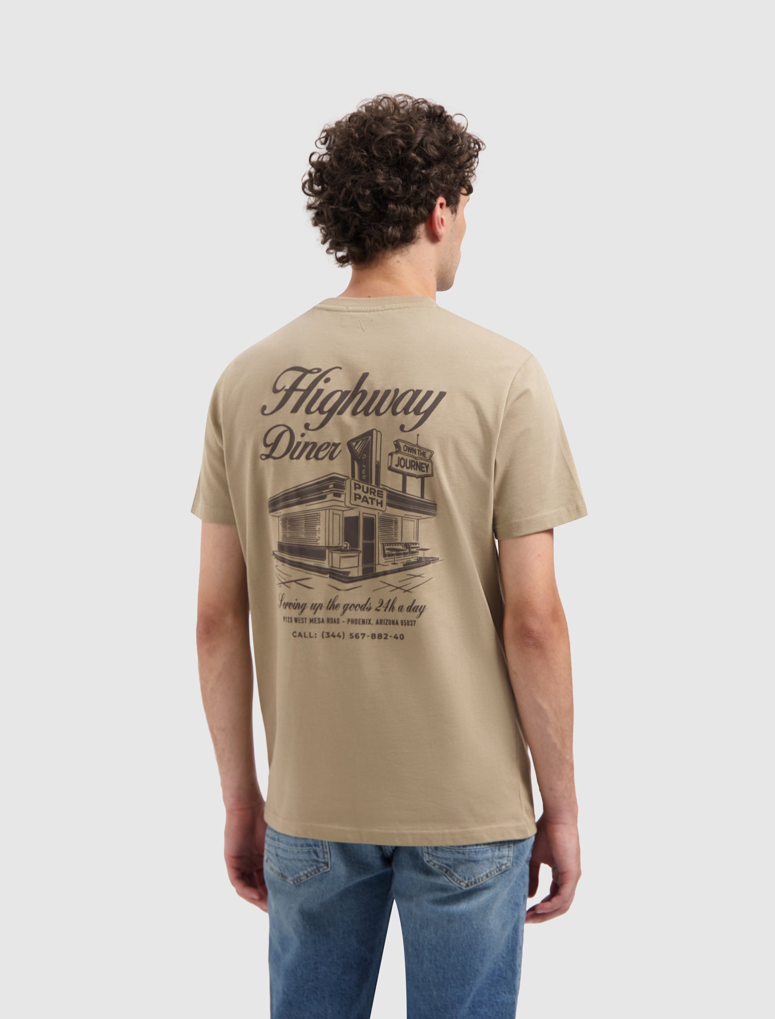 Pure Path Highway Diner T-shirt- Taupe