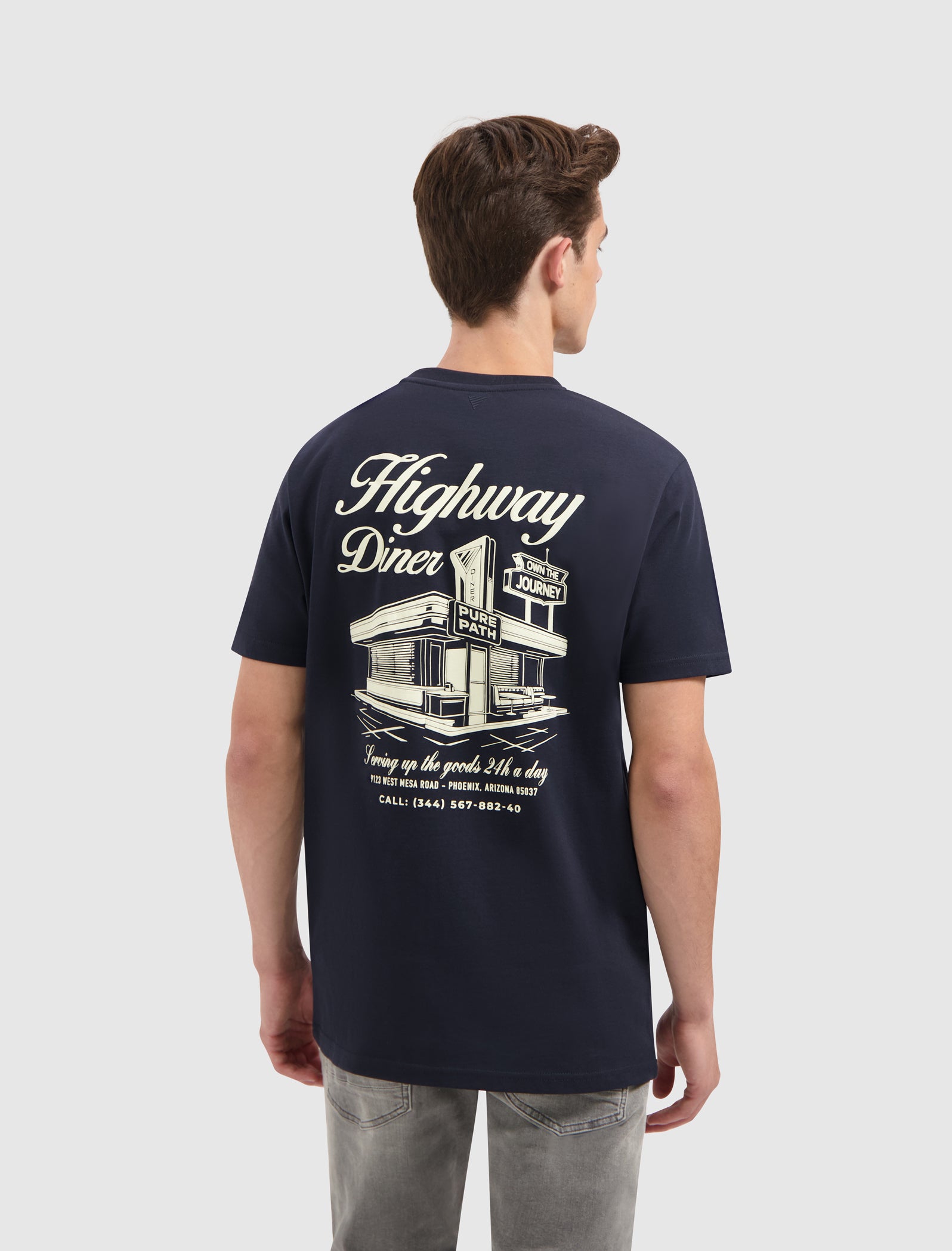 Pure Path Highway Diner T-shirt- Dark Blue