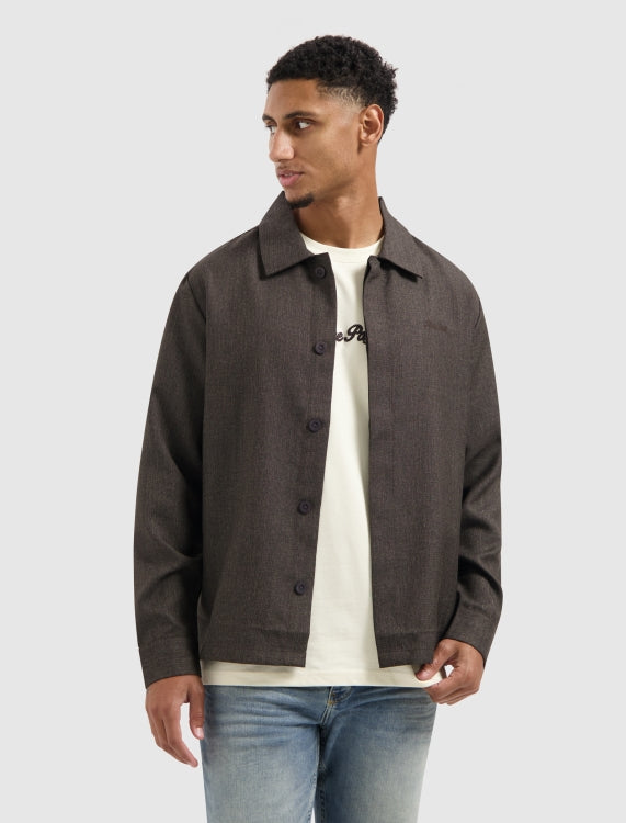 Pure Path Oxford Melange Overshirt- Dark Brown