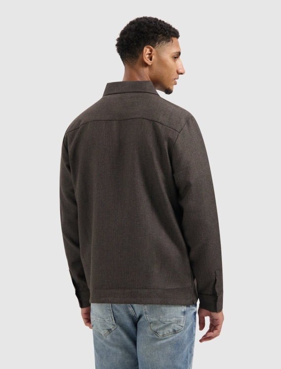 Pure Path Oxford Melange Overshirt- Dark Brown