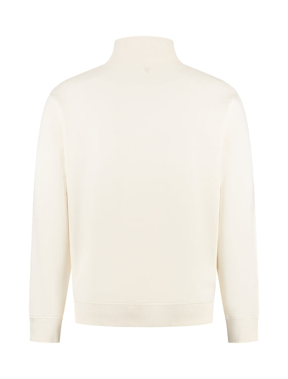 Pure Path Embroidery Half-Zip Sweater- Ecru