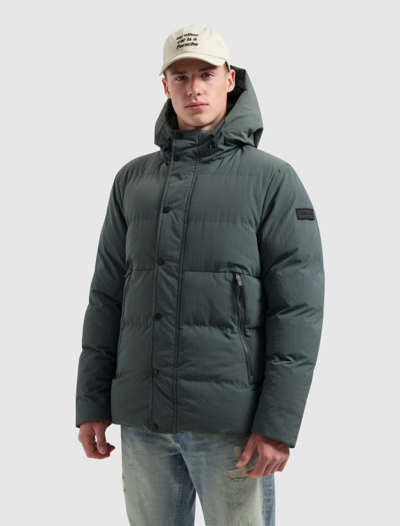 Pure Path Puffer Jacket- Dark Green
