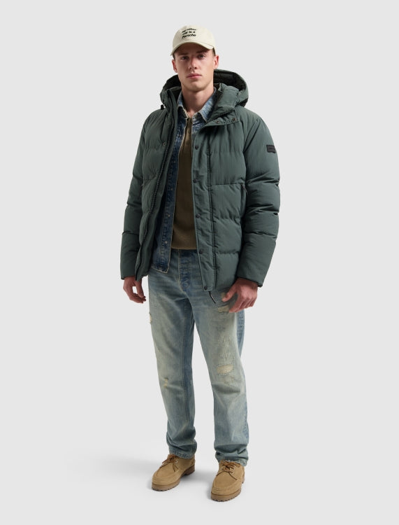 Pure Path Puffer Jacket- Dark Green