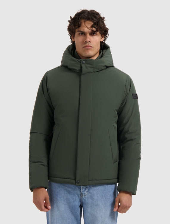 Pure Path Active Flex Short Parka Jacket- Dark Green