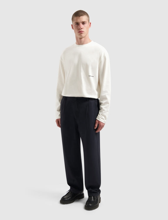 Pure Path Pleated Twill Pants- Dark Navy