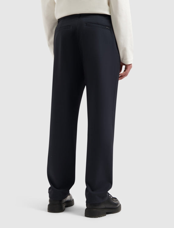 Pure Path Pleated Twill Pants- Dark Navy
