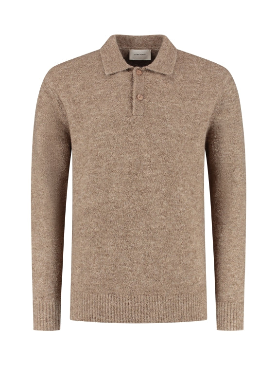 Pure Path Boucle Knit Polo- Taupe