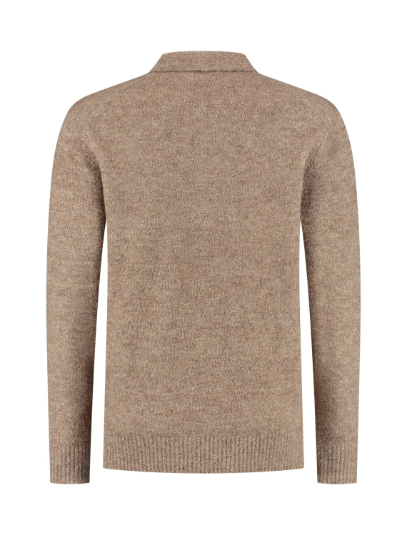 Pure Path Boucle Knit Polo- Taupe