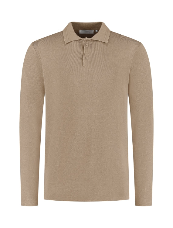 Pure Path Heavy Knit Polo- Taupe