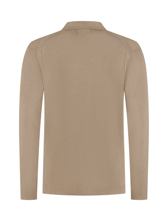 Pure Path Heavy Knit Polo- Taupe