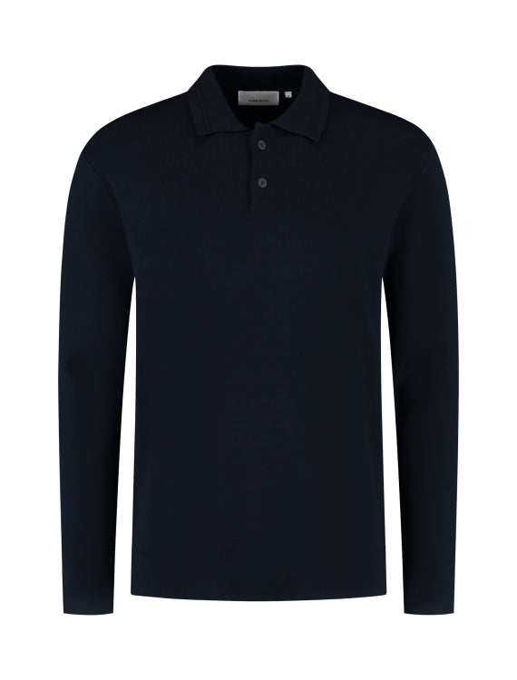 Pure Path Heavy Knit Polo- Dark Navy