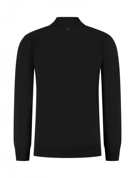 Pure Path Knit Hidden Half-Zip Sweater- Black