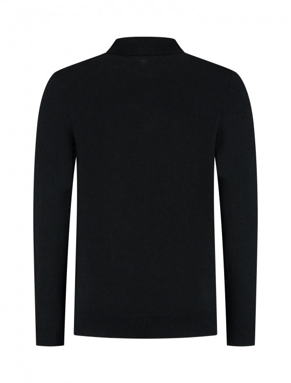 Pure Path Boucle Knit Half-Zip Sweater- Black