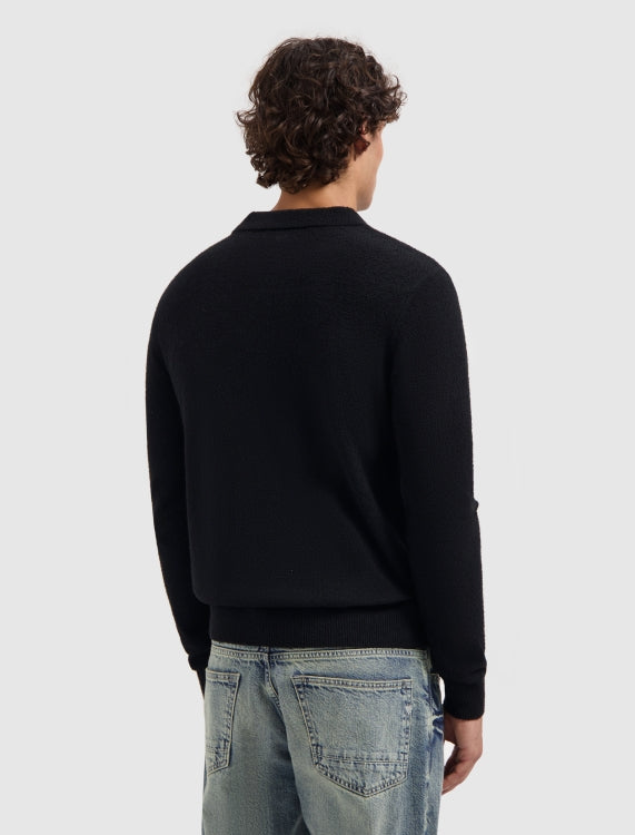 Pure Path Boucle Knit Half-Zip Sweater- Black