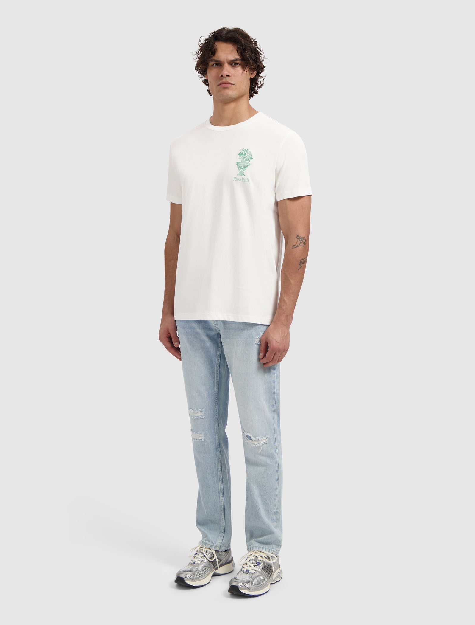 Pure Path Embroidered Vase T-shirt - Off White
