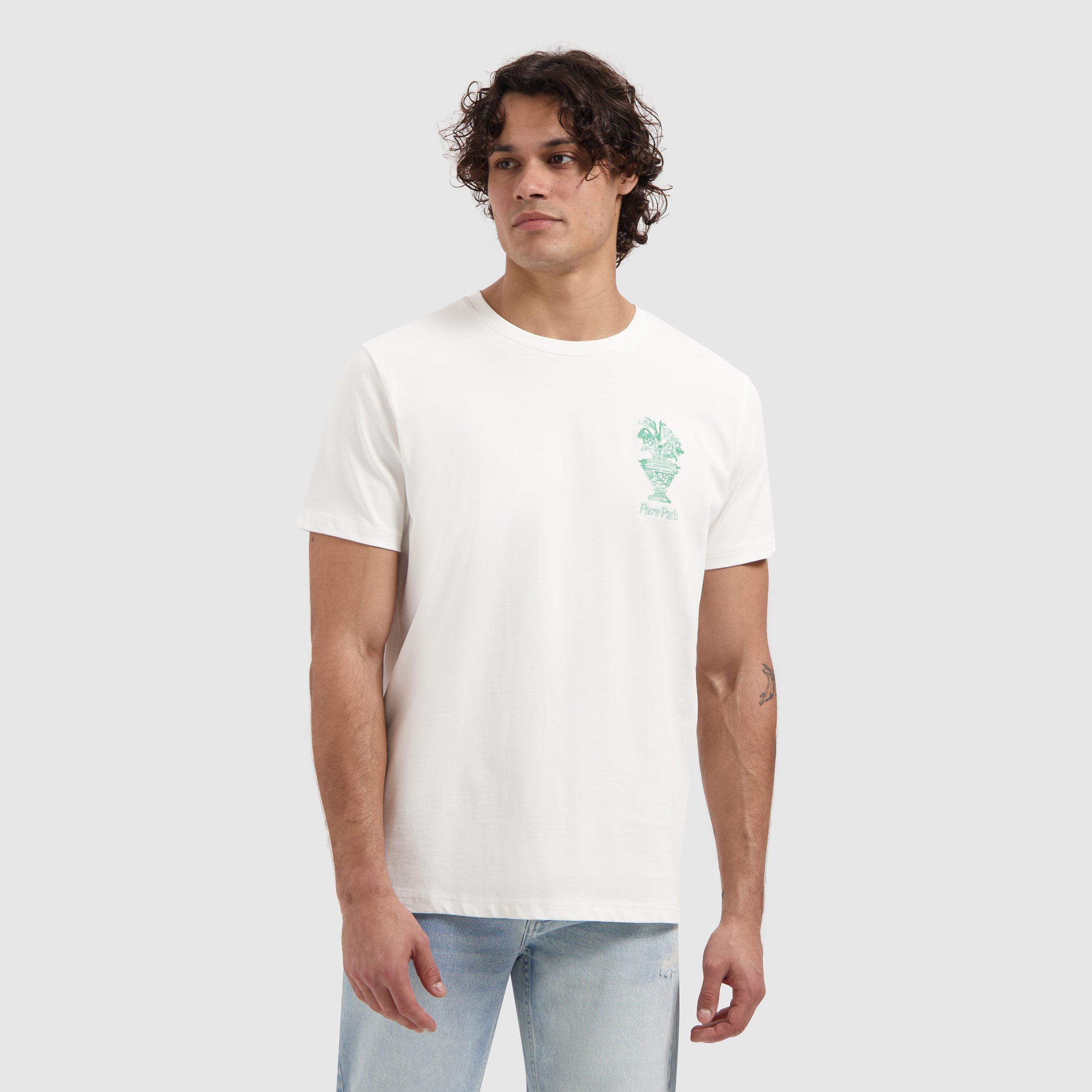 Pure Path Embroidered Vase T-shirt - Off White