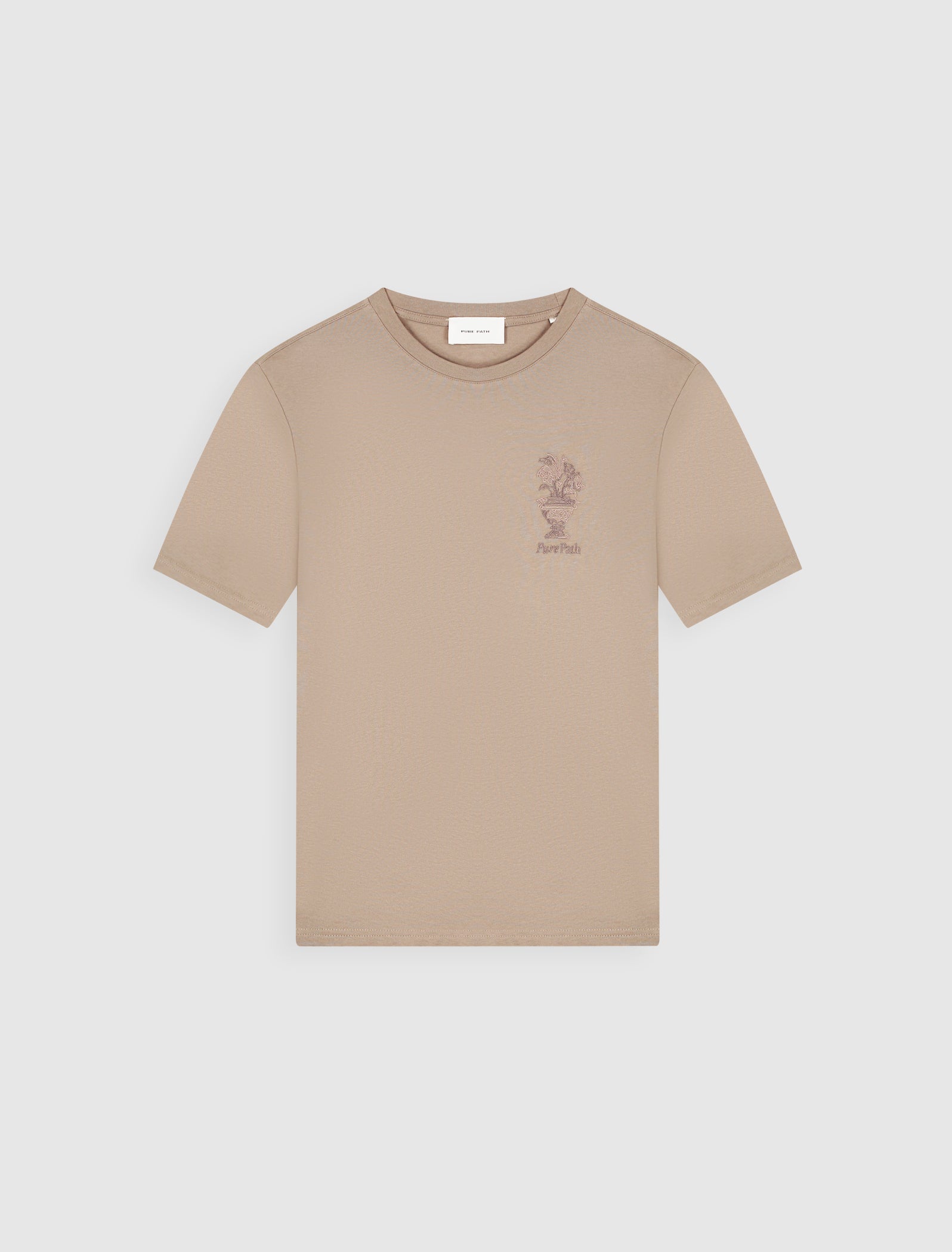 Pure Path Embroidered Vase T-shirt - Taupe