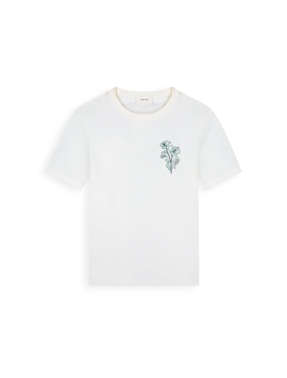 Pure Path Embroidered Flower T-shirt - Off White