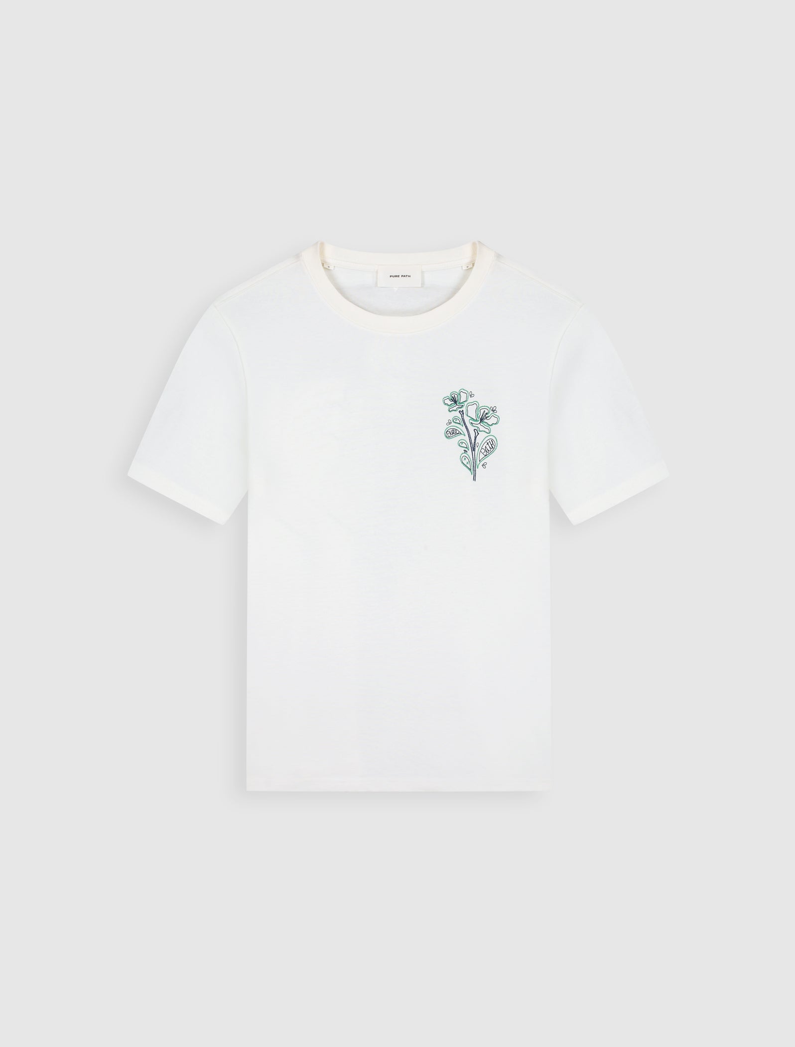 Pure Path Embroidered Flower T-shirt - Off White