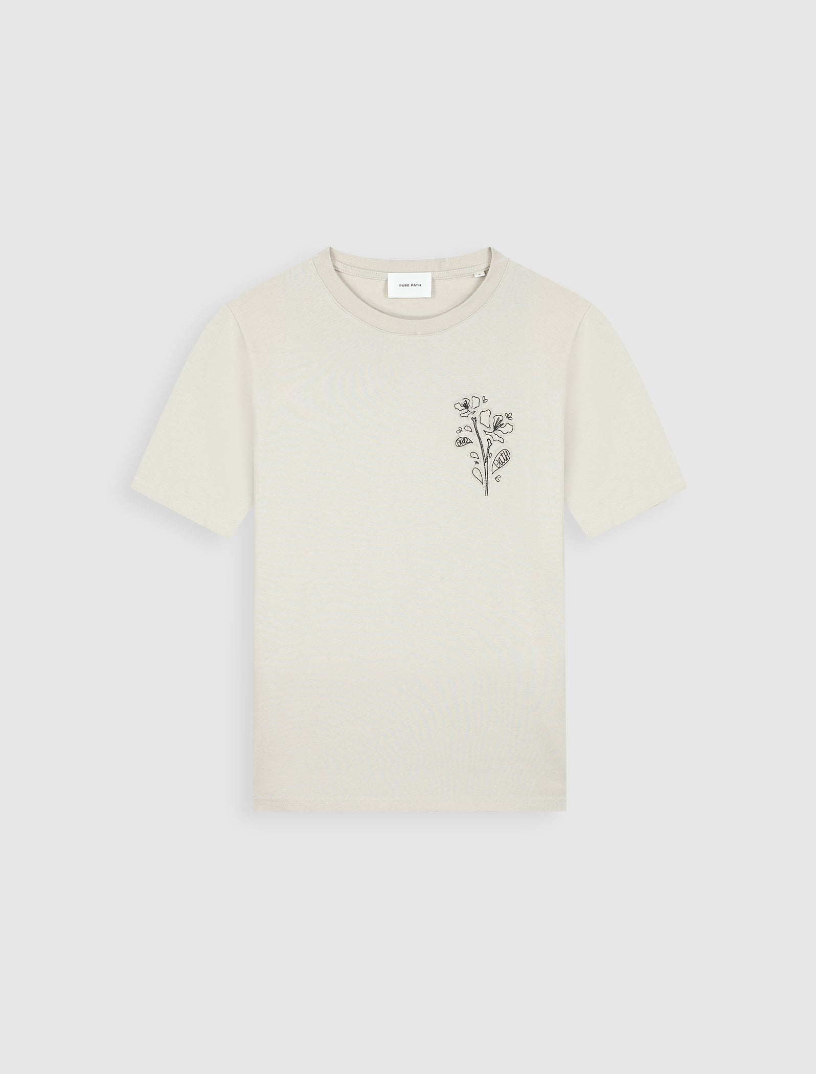 Pure Path Embroidered Flower T-shirt - Sand