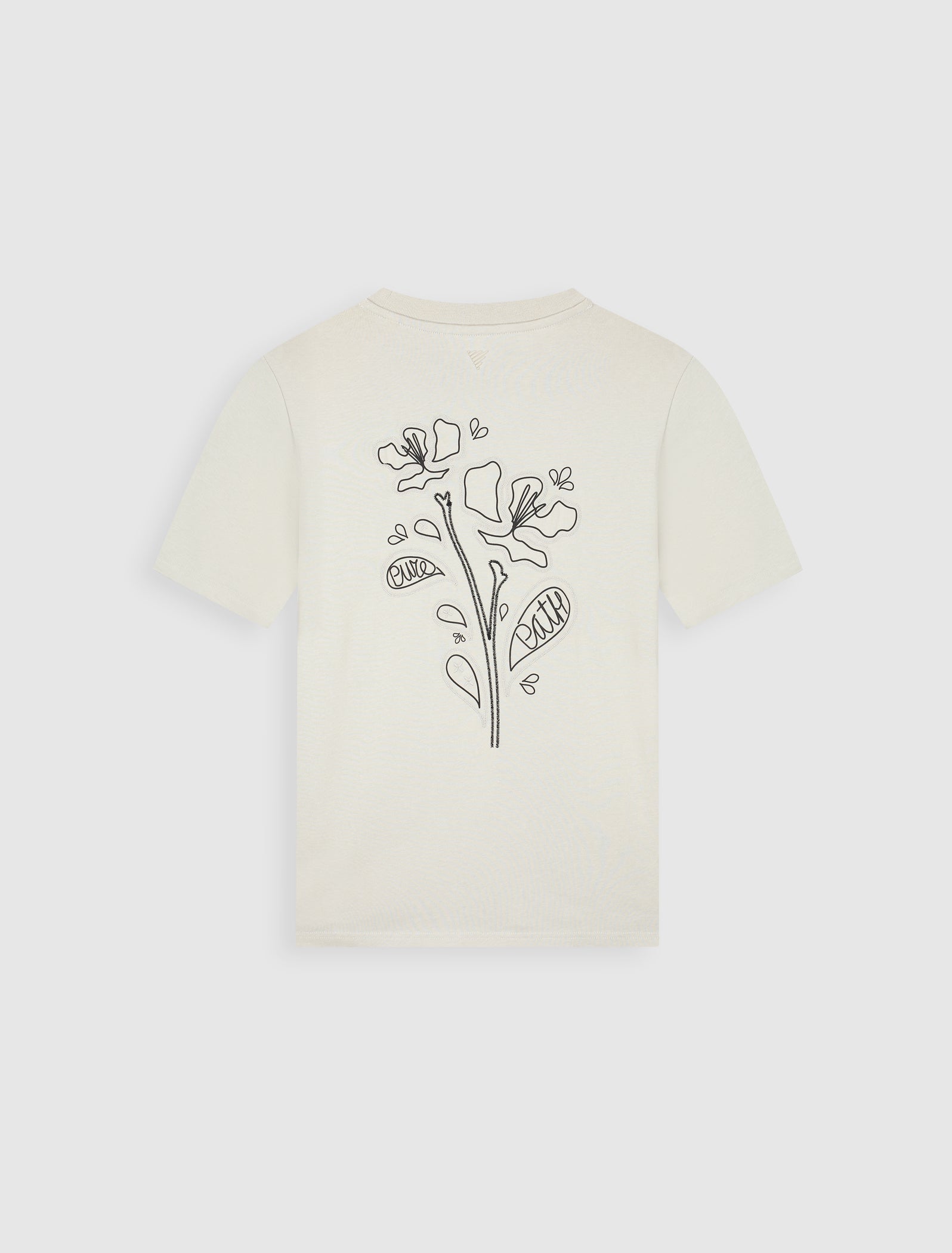 Pure Path Embroidered Flower T-shirt - Sand