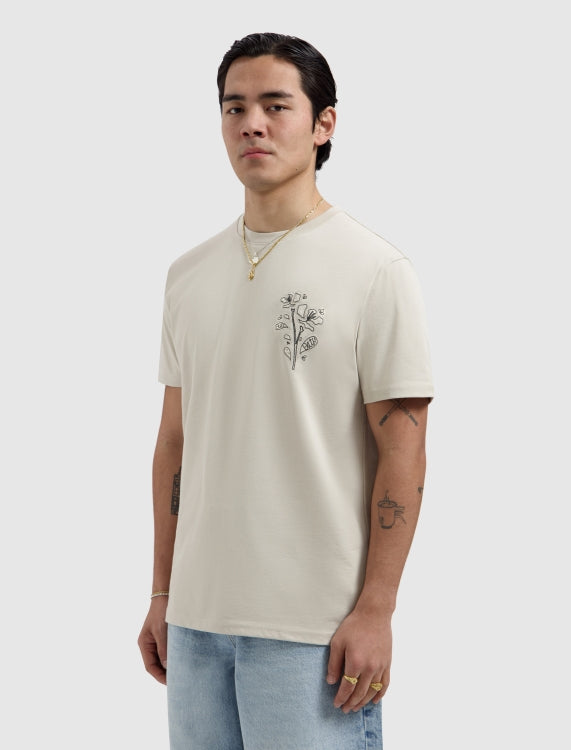 Pure Path Embroidered Flower T-shirt - Sand