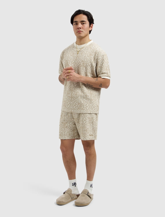 Pure Path Jacquard Pattern T-shirt - Sand