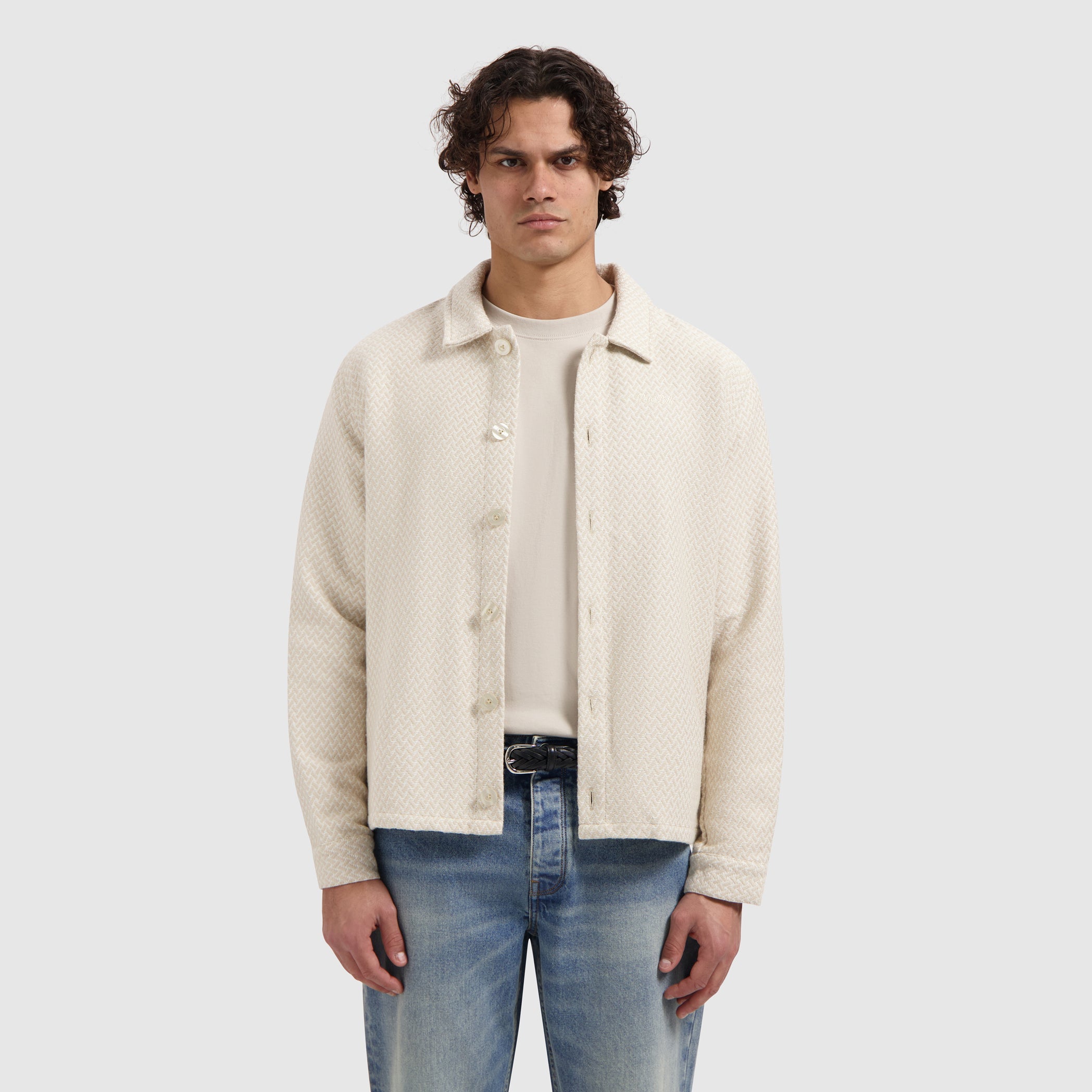 Pure Path Two-tone Jacquard Overshirt - Sand