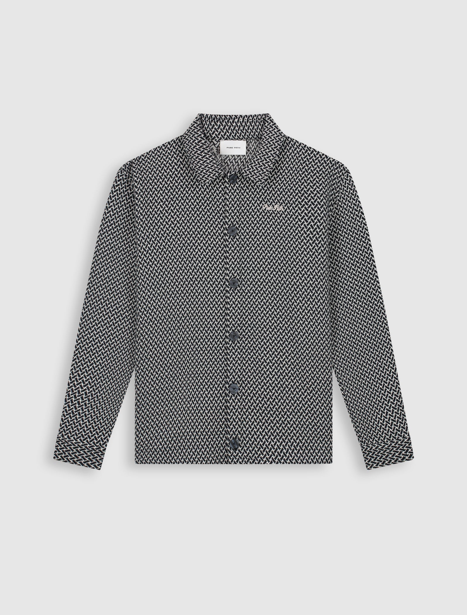Pure Path Two-tone Jacquard Overshirt - Dark Navy