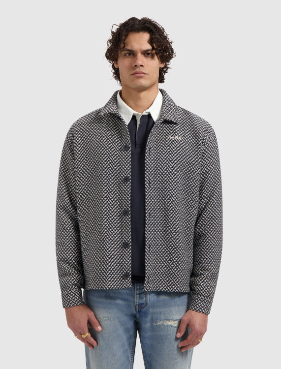 Pure Path Two-tone Jacquard Overshirt - Dark Navy