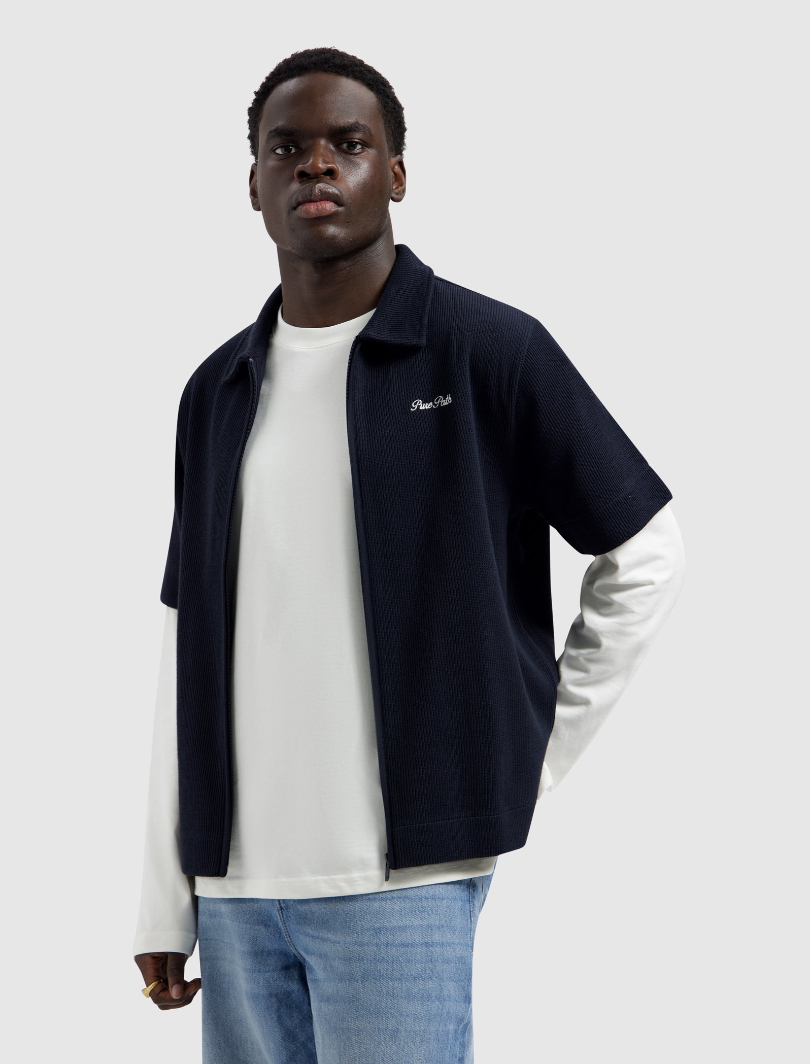 Pure Path Italian Dream Full Zip Shirt - Dark Navy