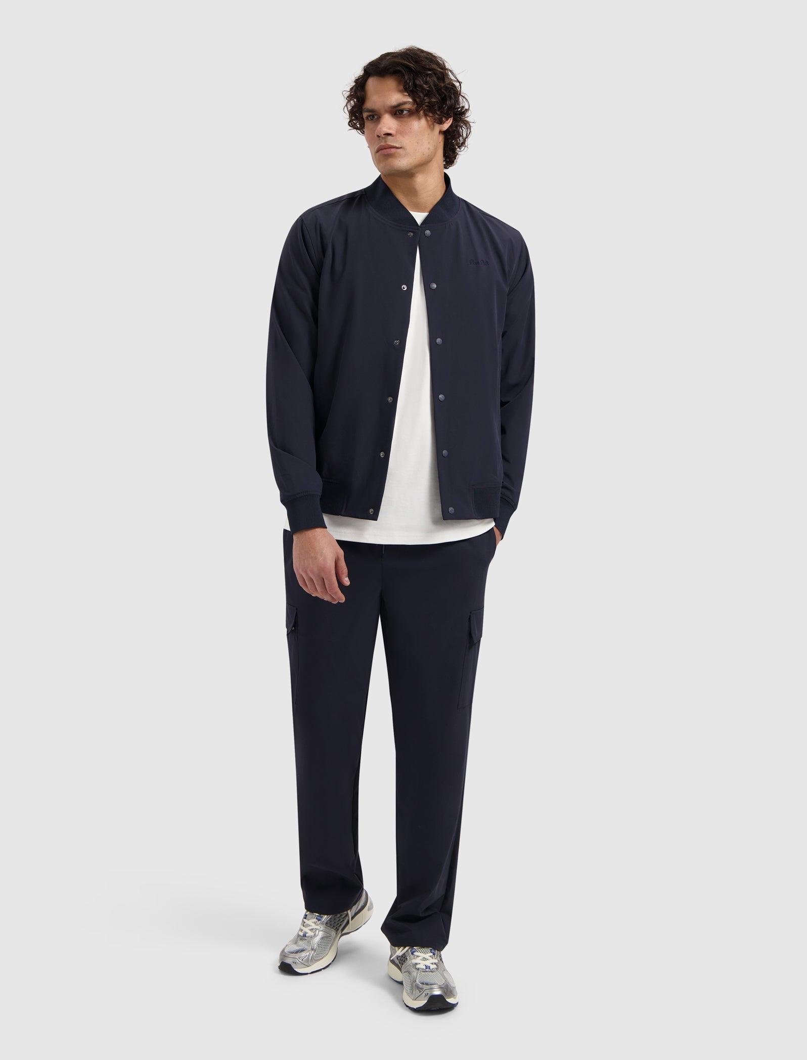 Pure Path Travel Stretch Bomber Jacket - Dark Navy