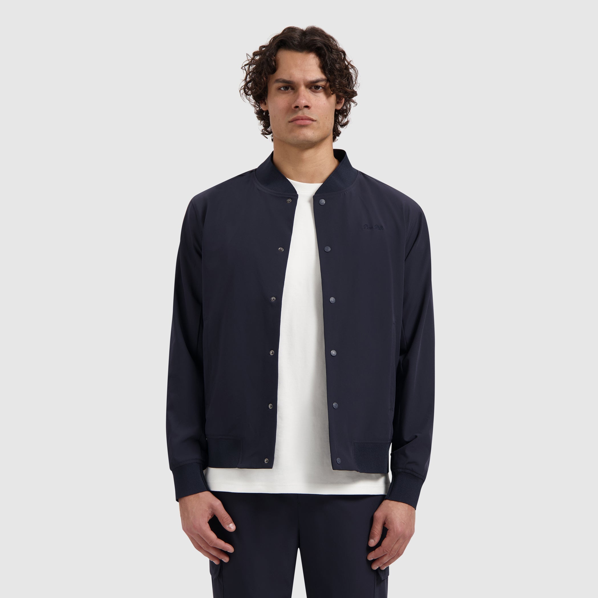 Pure Path Travel Stretch Bomber Jacket - Dark Navy