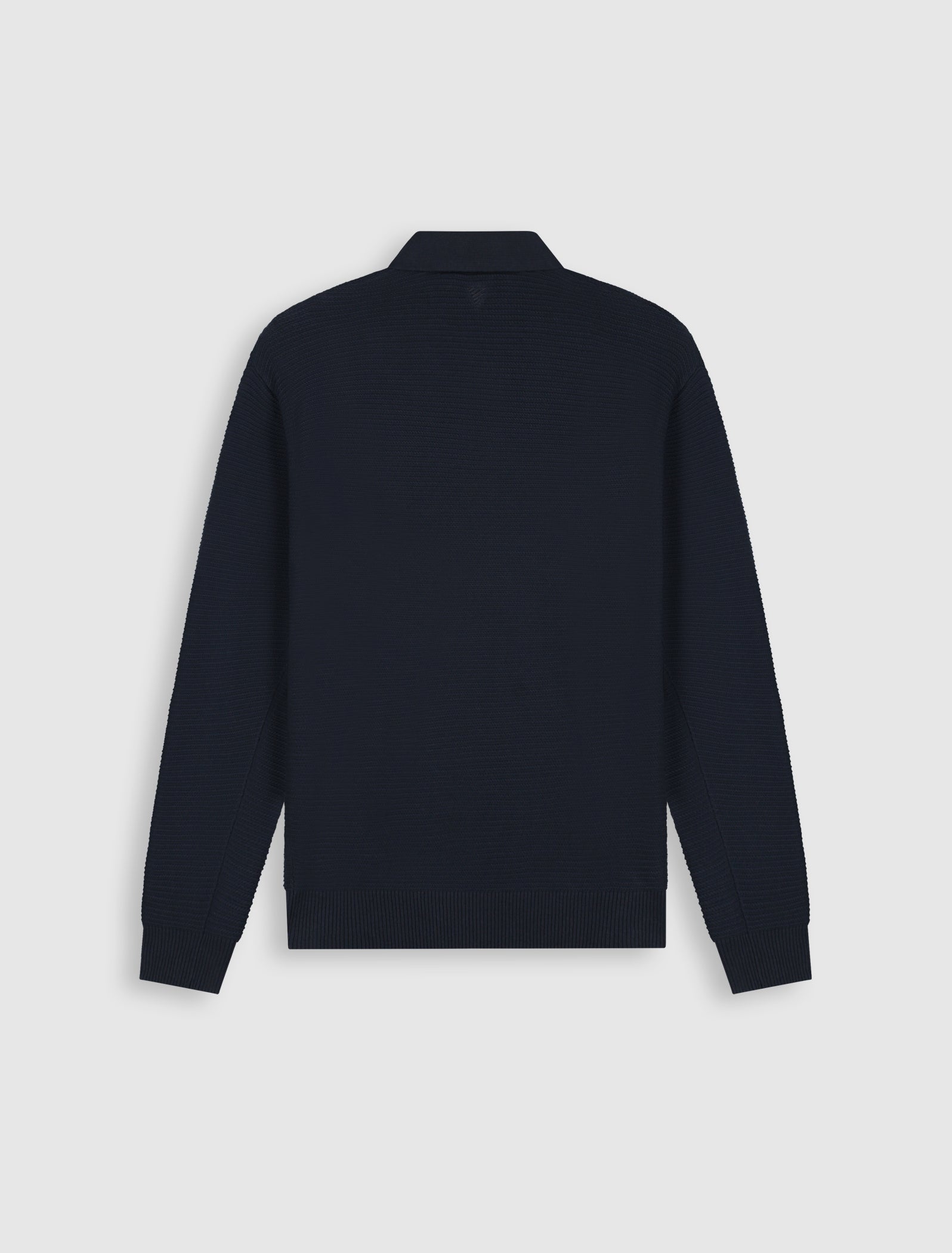 Pure Path Embroidered Braided Knit Polo - Dark Navy