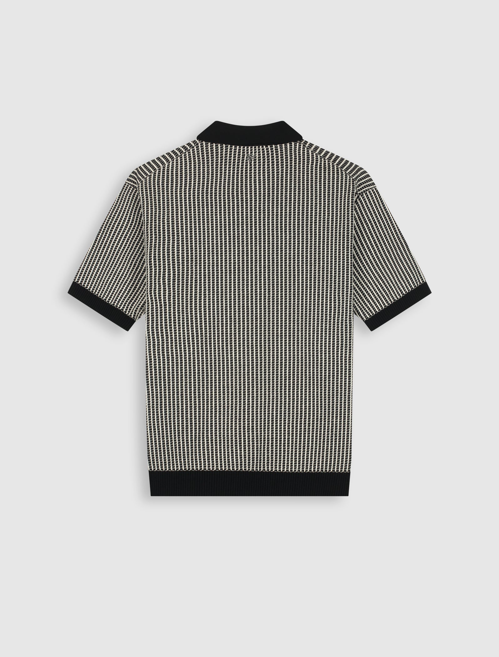 Pure Path Ladder Stitch Knit Polo - Black