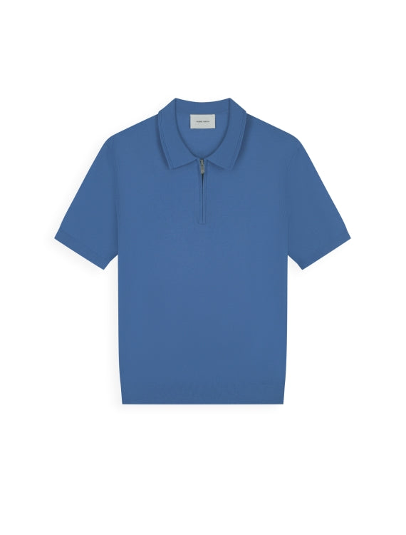Pure Path Half-Zip Flat Knit Polo - Faded Cobalt